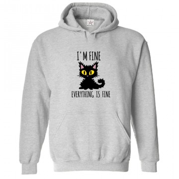 I'm Fine Everything Is Fine Cute Classic Unisex Kids and Adults Pullover Hoodie for Cat Lovers